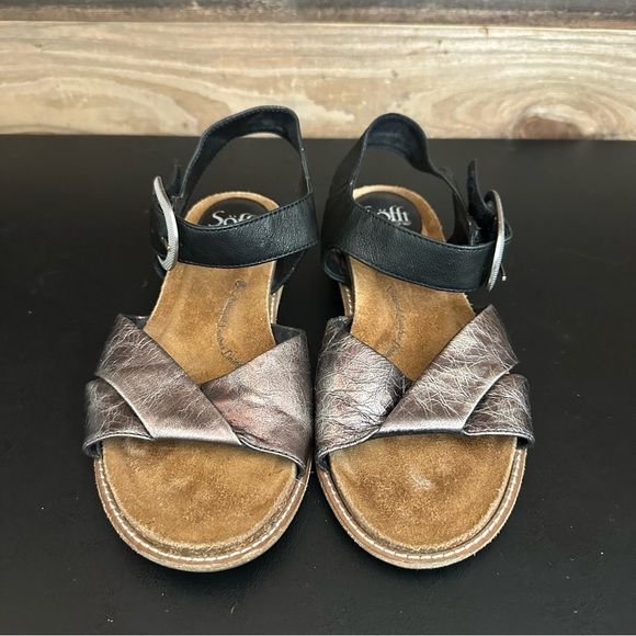 Sofft Women’s Size 8 M Bayo‎ Black Gray Leather Buckle Buckle Strap Sandals - Picture 6 of 10